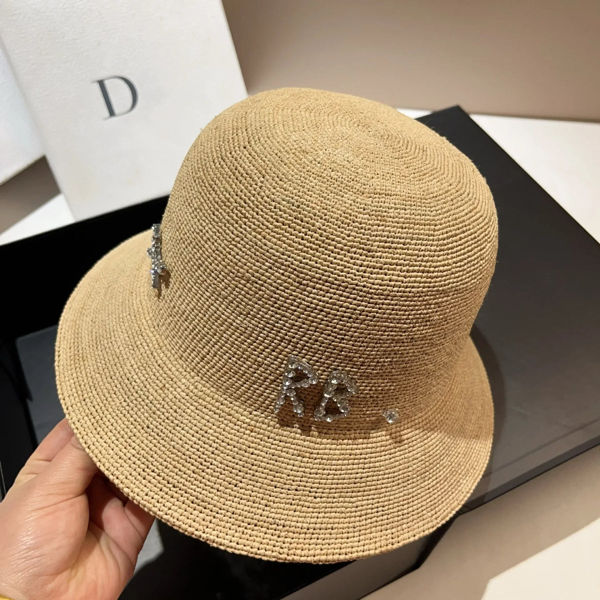 New Designer Raffia Straw Bucket Hat Women Beach Hat Female Korean Travel Sun Protection Breathable Fisherman Hat