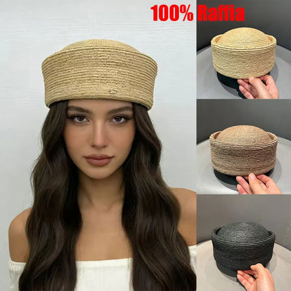 Classic 100% Natural  Raffia Berets Fashion Pillbox Hat