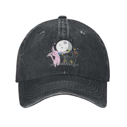 Washed Baseball Cap Pokemon Celestial Espeon and Umbreon Summer For Female Male