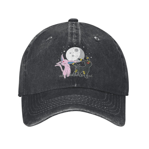 Washed Baseball Cap Pokemon Celestial Espeon and Umbreon Summer For Female Male