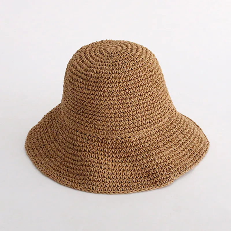 Handmade Straw Woven Retro Fisherman Hat Big Edge Foldable Sun Hat
