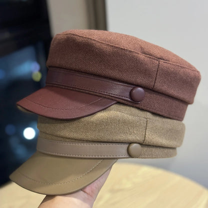 2026 Retro Women's Octagon Hat PU Leather & Wool Blend Newsboy Cap