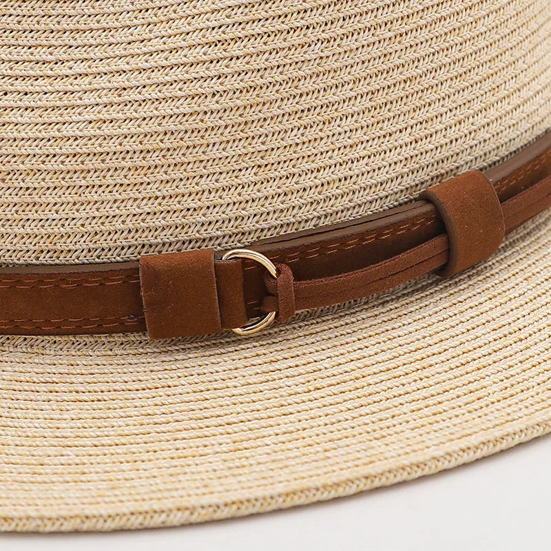 Summer Woven Straw Hat Wide Brim Sun Protection Breathable