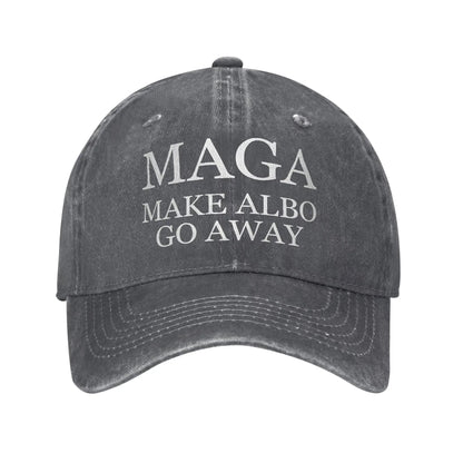 Vintage Maga Make Albo Go Away Baseball Cap Unisex Distressed Denim