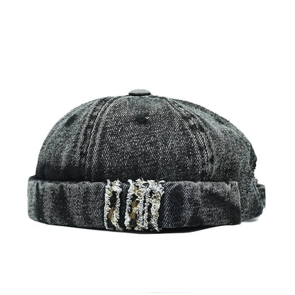 Retro Denim Docker Cap Splicing Style Brimless Caps