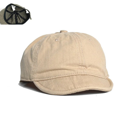 Men's Short Brim Baseball Cap Casual Solid Corduroy Soft Top Cap