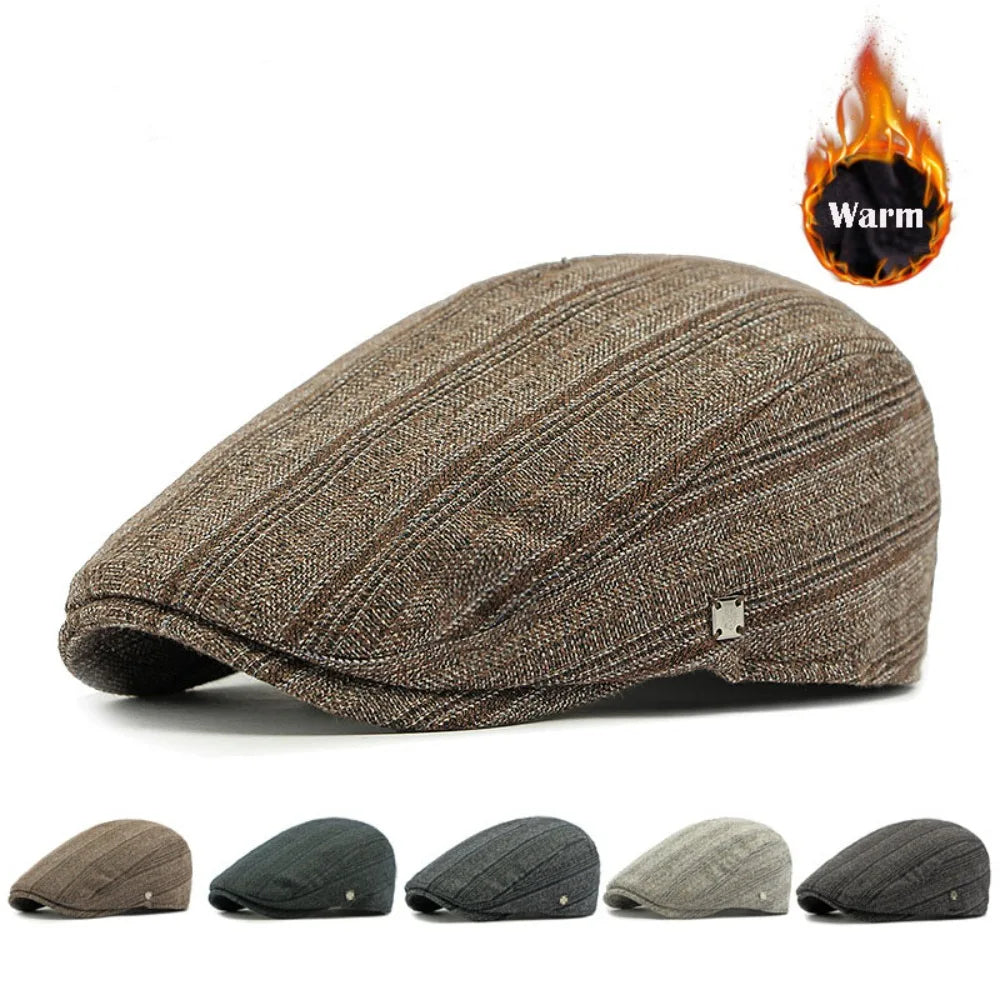 Fashion Retro Newsboy Cap Versatile Adjustable Stripe Berets