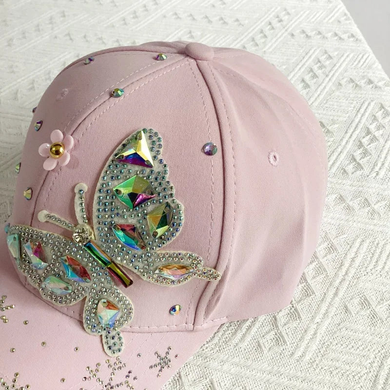 New Fashion Colorful Rhinestone Butterfly Baseball Cap