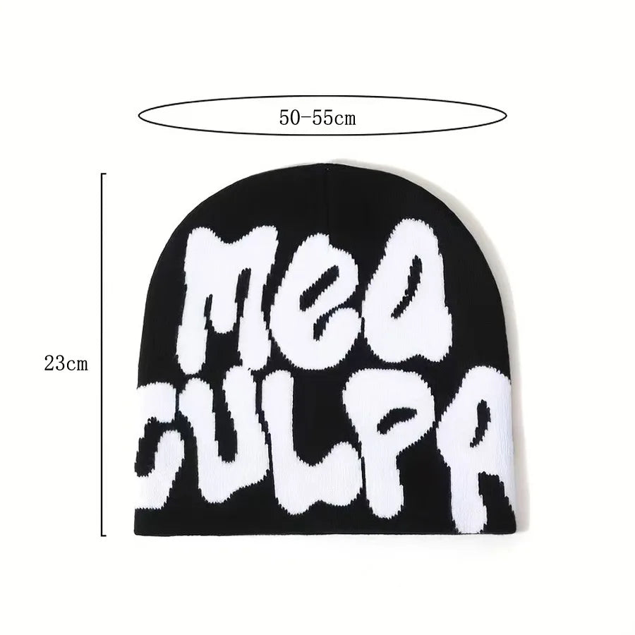 Solid-Color Letter Knitted Hat Winter Hat