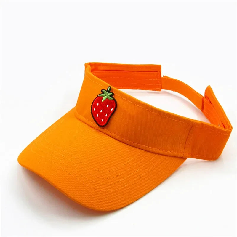 Spring Summer Cotton Cartoon Strawberry Fruit Embroidery Visors Baseball Cap