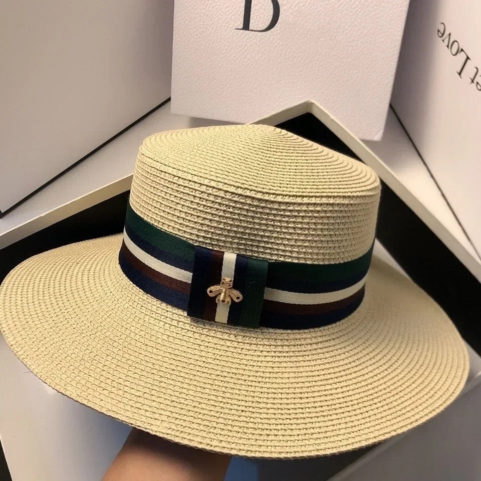 Women Summer Wide Brim Straw Hat Multicolor