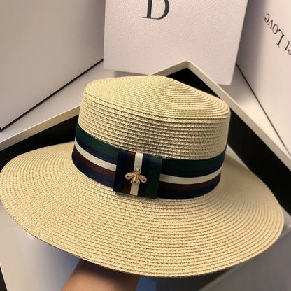 Women Summer Wide Brim Straw Hat Multicolor