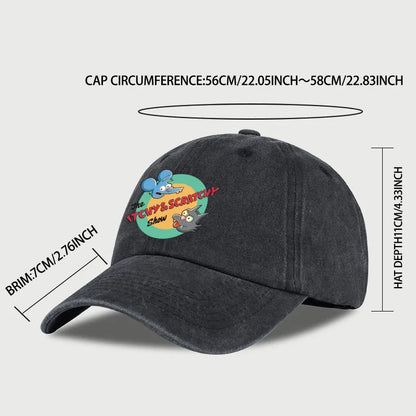 Itchy & Scratchy Show Print Washed Baseball Cap