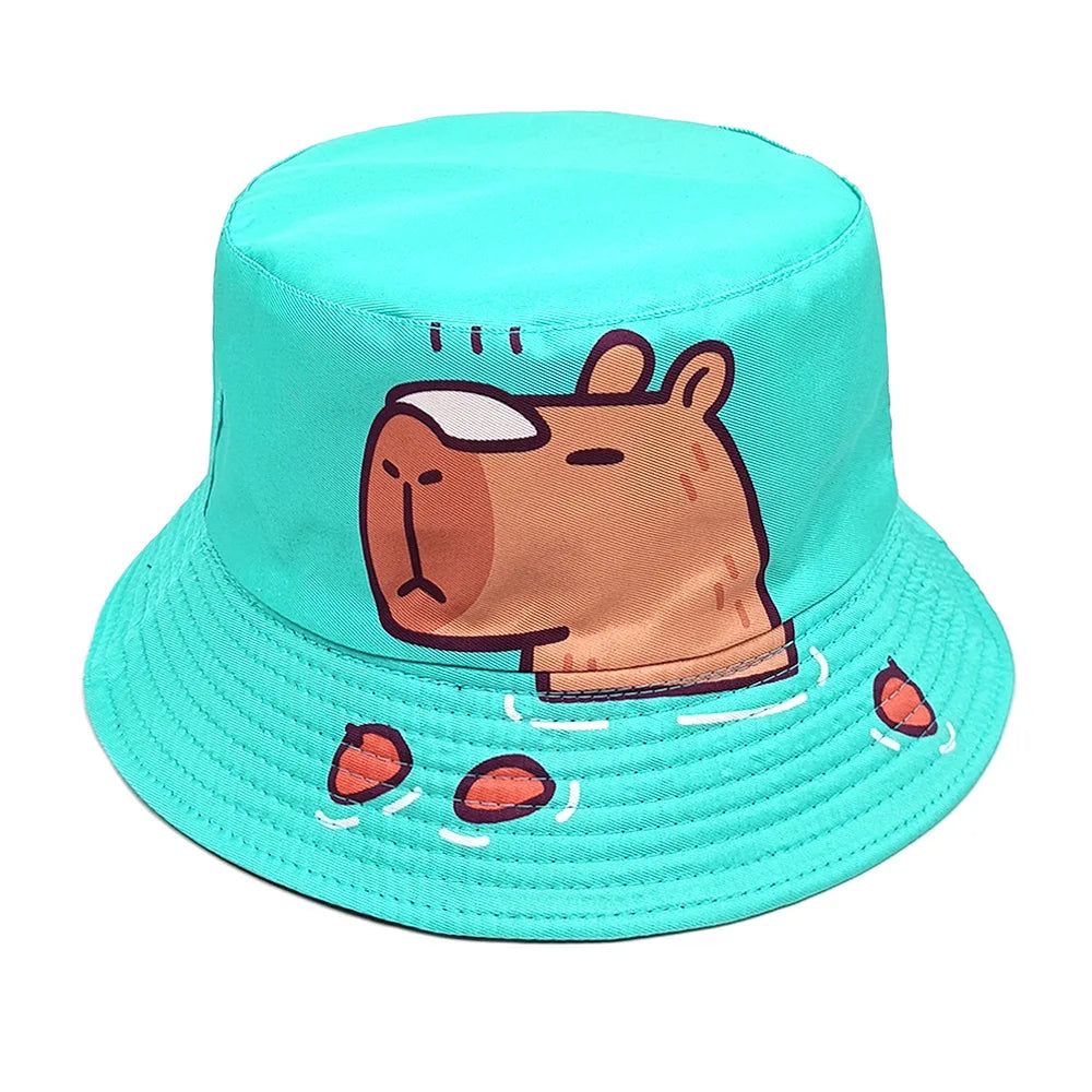 Cartoon Capybara Pattern Panama Hats