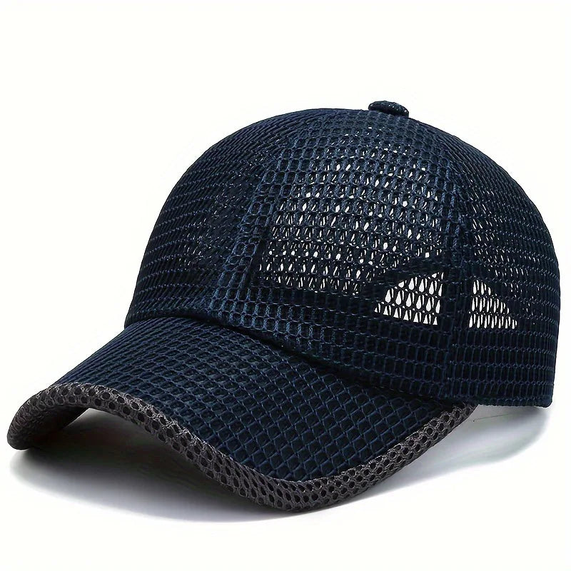 Men's Solid Color Mesh Breathable Baseball Cap Sun Protection Hat