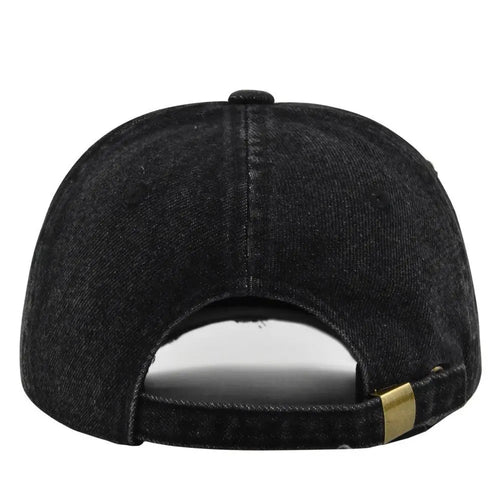 Ripped Brim Denim Baseball Cap Hole Adjustable Distressed Peaked Cap