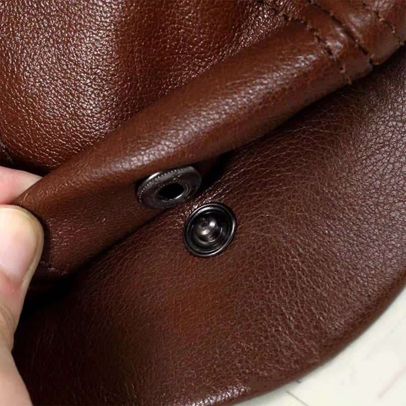 Spring New Genuine Leather Hat Cap Cowhide Beret