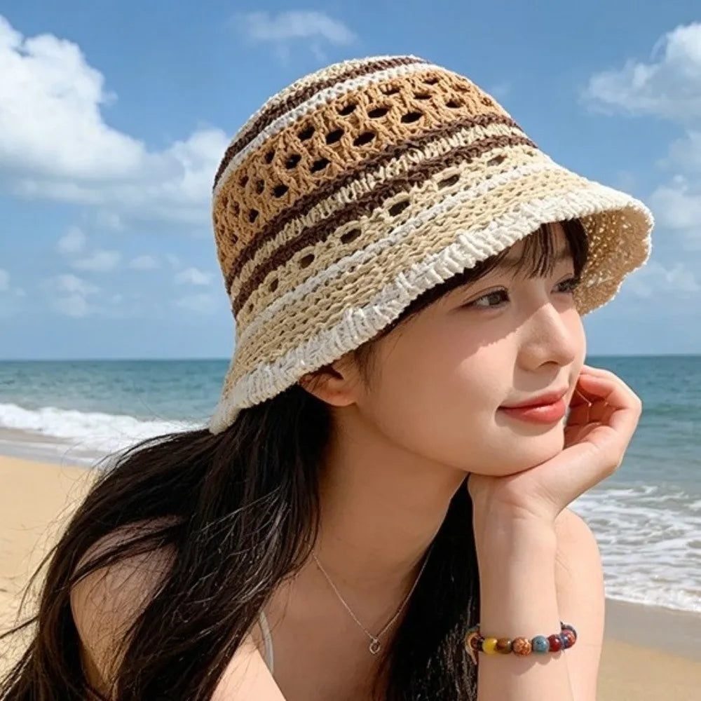 Popular Wide Brim Striped Bucket Hat