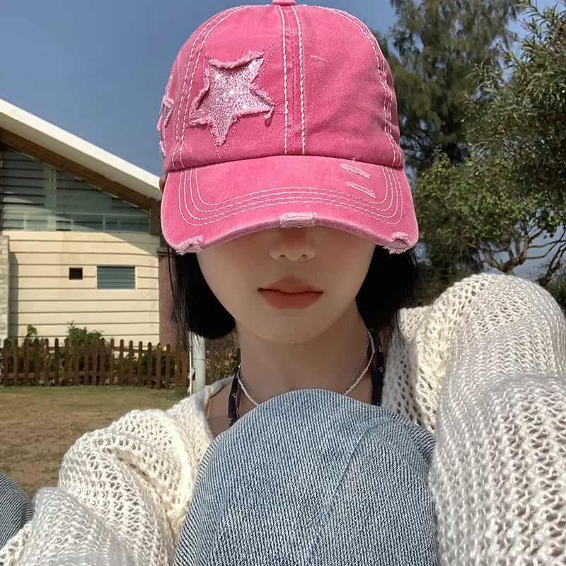 Retro Hole Baseball Cap For Women