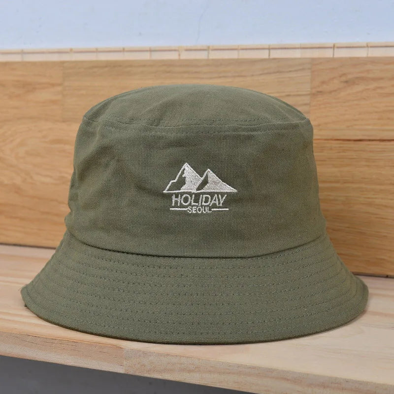 Embroidery Cotton Bucket Hat For Men Summer