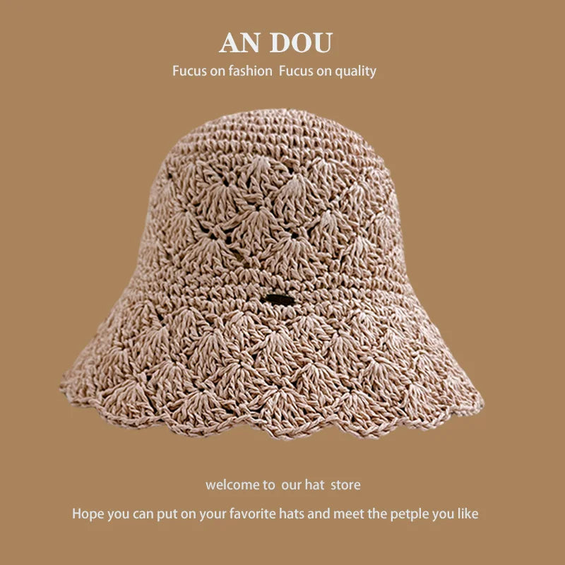 Japanese Spring/Summer Solid Color Lace Show Face Small Bucket Hat