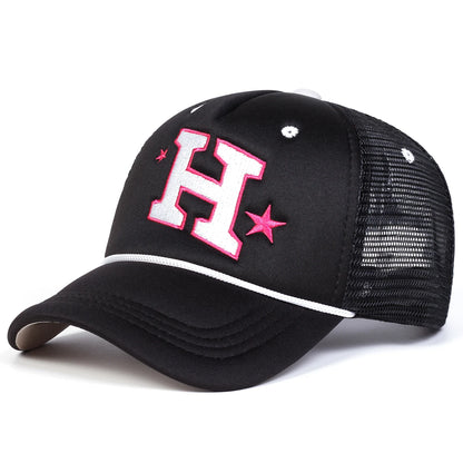 Unisex H Letter Embroidery Baseball Net Caps Spring and Summer