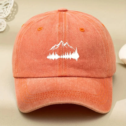 Buckle Baseball Cap with Forest Print, Curved Brim