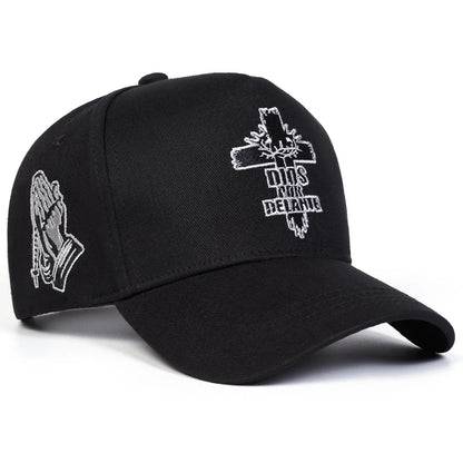 Unisex Dios Por Delante Cross Embroidery Baseball Caps Spring Autumn
