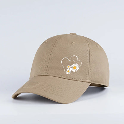 Heart-Print Daisy Soft-Peak Baseball Cap