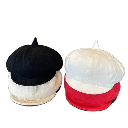 Spring Autumn Cotton Solid Warm Beret Painter Hat