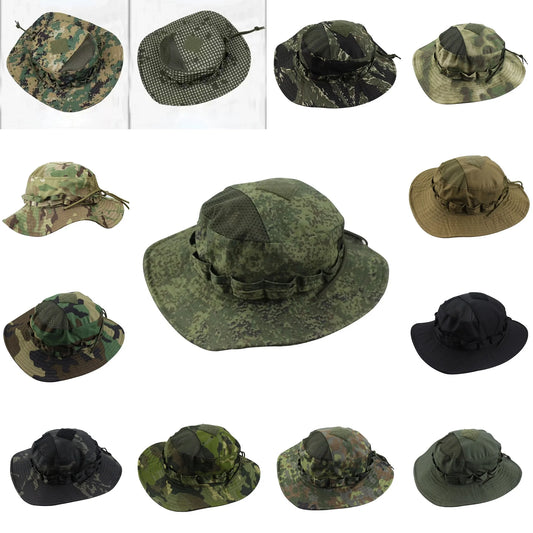 Ruins Camo Outdoor Summer Fishing Sunshade Benny Hat Round Brim Cap Fisherman Hats