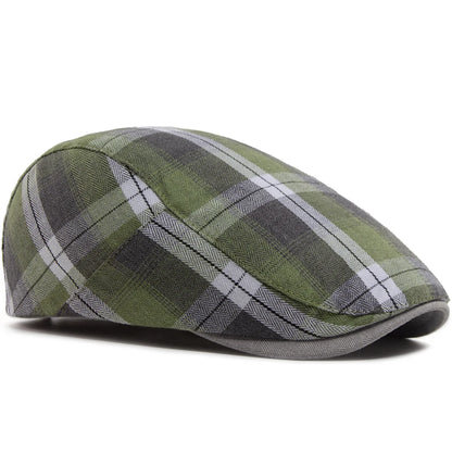 Summer Plaid Thin Beret Women Men Fashion Vintage Visor Hat