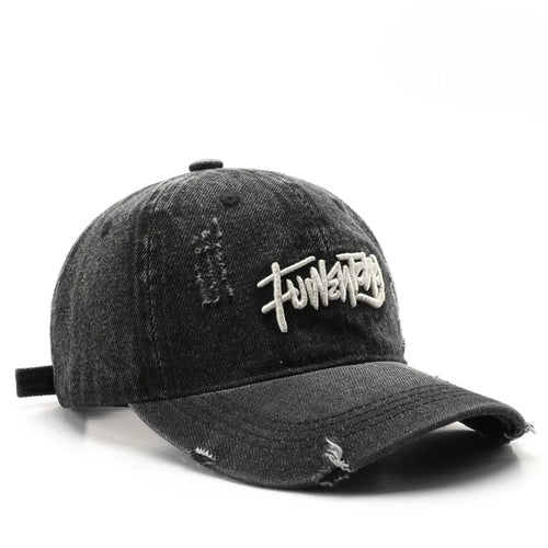 Japanese Retro Washed Denim Letter Embroidered Cap Outdoor Sports Men