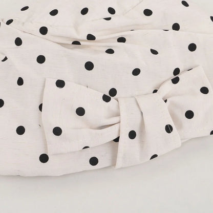 Dot-Patterned Equestrian Hat With Brim English-Style Black And White Beret