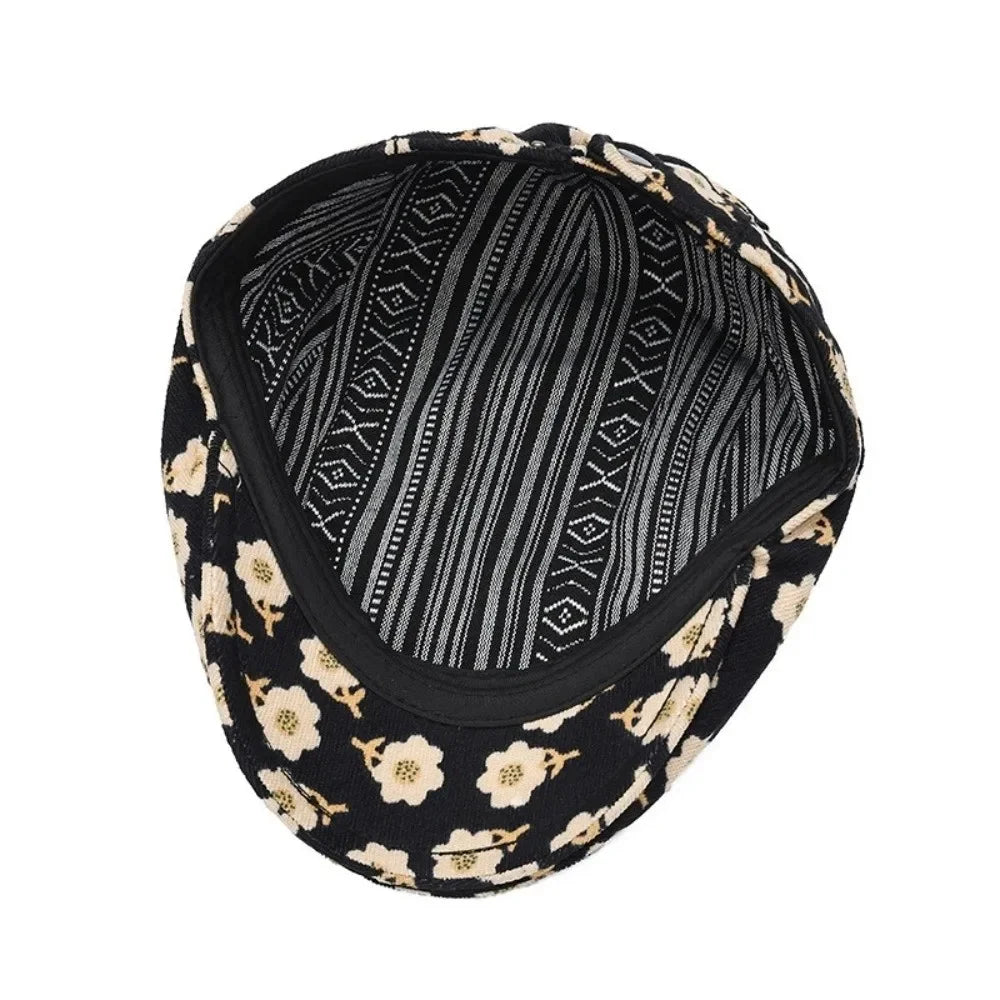 Fashion Retro Floral Beret Hat Fishing Casual Adjustable Artist Painter Hat