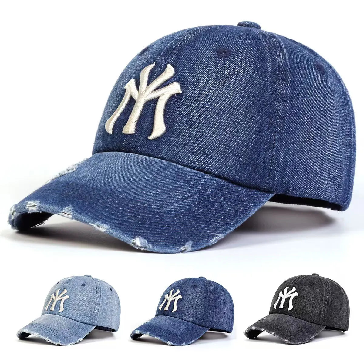 New Unisex Letter Embroidery Hole Denim Baseball Caps Spring Autumn Outdoor