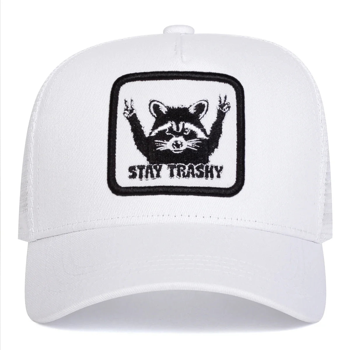 Unisex Stay Trashy Raccoon Embroidery Baseball Net Caps Spring Summer