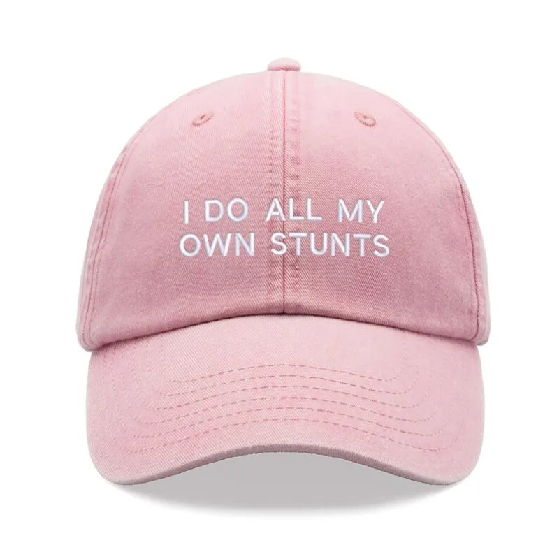 1pc "I Do All My Own Stunts" Baseball Caps Men Vintage Washed Dad Hat
