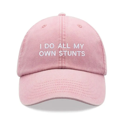 1pc "I Do All My Own Stunts" Baseball Caps Men Vintage Washed Dad Hat