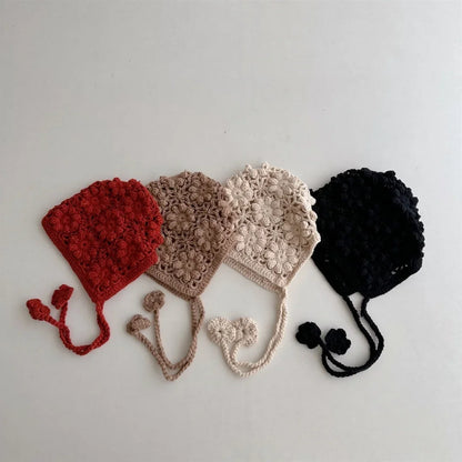 Knitted Baby Hat Kids Girls Handmade Crochet Ear Flap Beanie