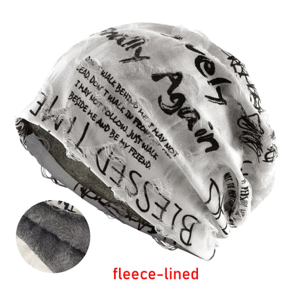 Letter Print Beanie Hats For Women Men Vintage