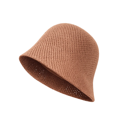 Retro Wide Brim Hollow Fisherman Cap Breathable Solid Colo