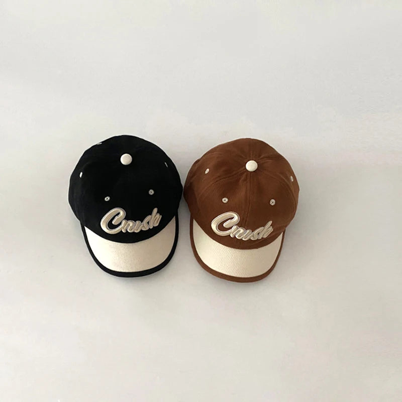 Retro Patchwork Baby Baseball Cap Letter Embroidered Peaked Cap