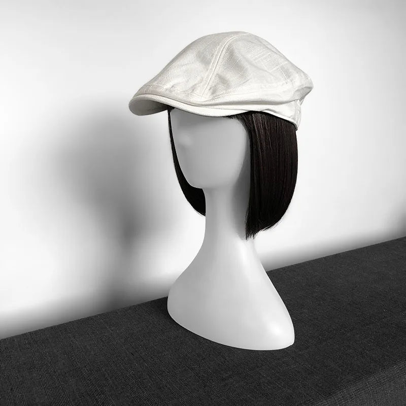 Spring Summer Linen Newsboy Cap New White Breathable Beret Men's Women's