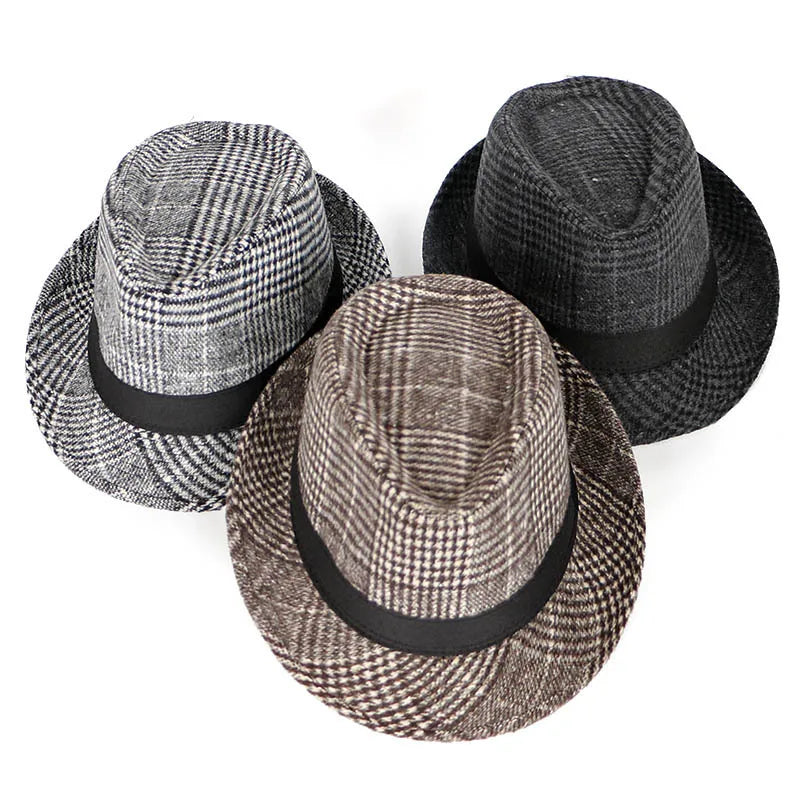 Autumn And Winter Large Plaid Hat Brushed Plaid Jazz Hat