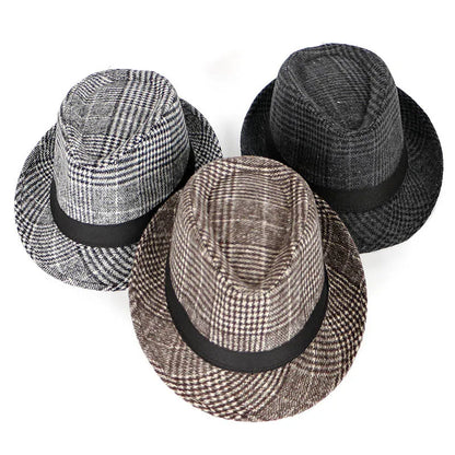 Autumn And Winter Large Plaid Hat Brushed Plaid Jazz Hat