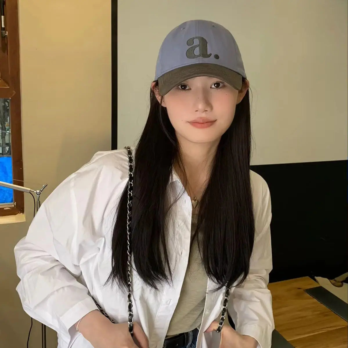 Embroidered “A” Wide-Brimmed Baseball Cap Women