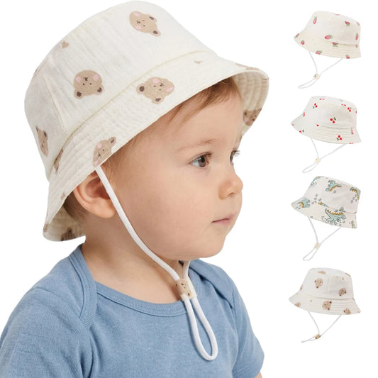 Children Bucket Hats Summer Autumn Cotton Yarn Breathable Baby Hat