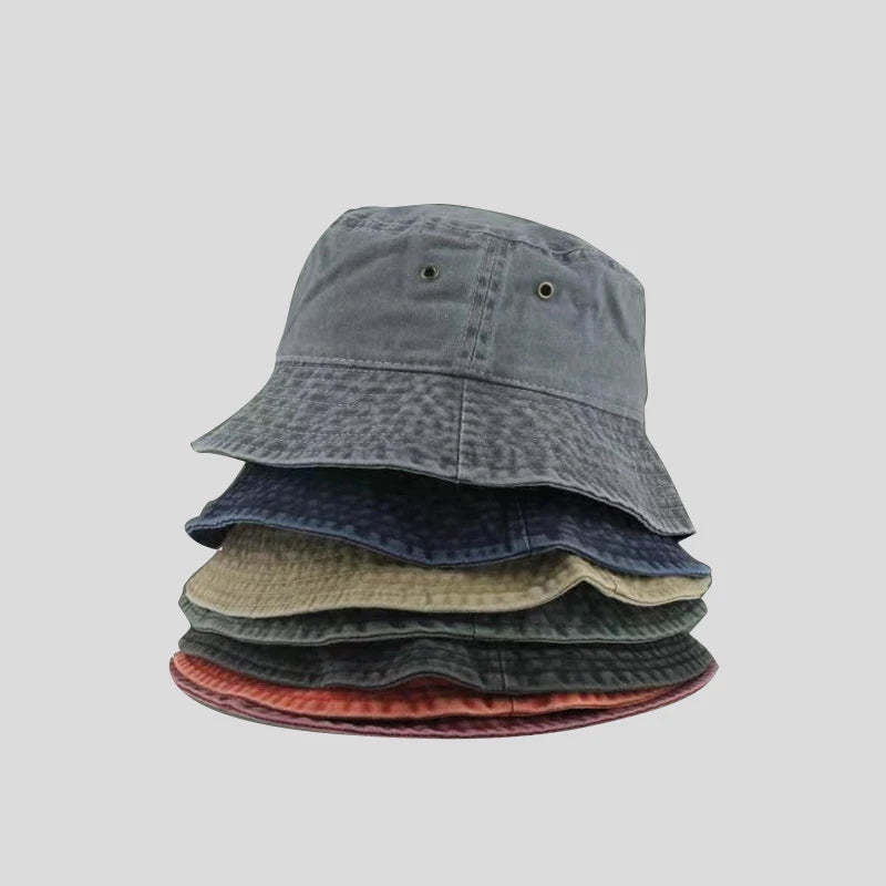 Washed Denim Bucket Hat Girls Lady Panama Sun Hat Bob Caps