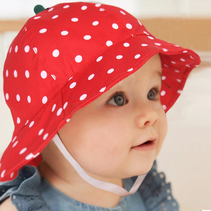 Baby Girl & Toddler Wide Brim Strawberry Pattern Sun Hats Kids